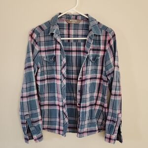 Plaid Button Down Shirt - Blue and Pink